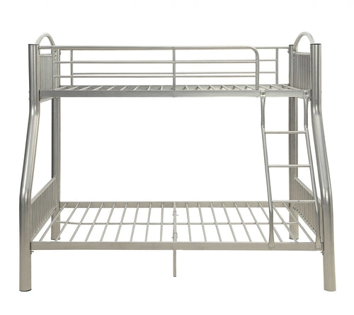 78inches X 56inches X 67inches Silver Metal Twin Over Full Bunk Bed