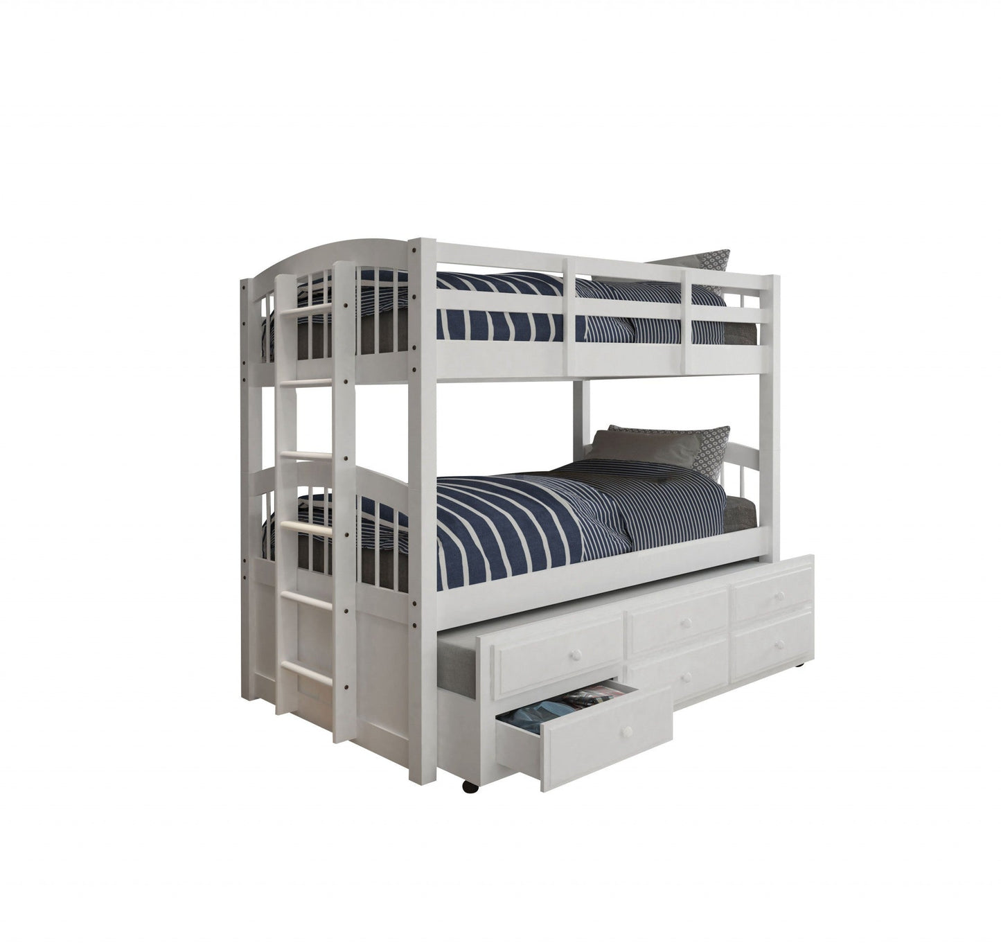 80inches x 42inches x 70inches White Twin Bunk Bed Trundle with 3