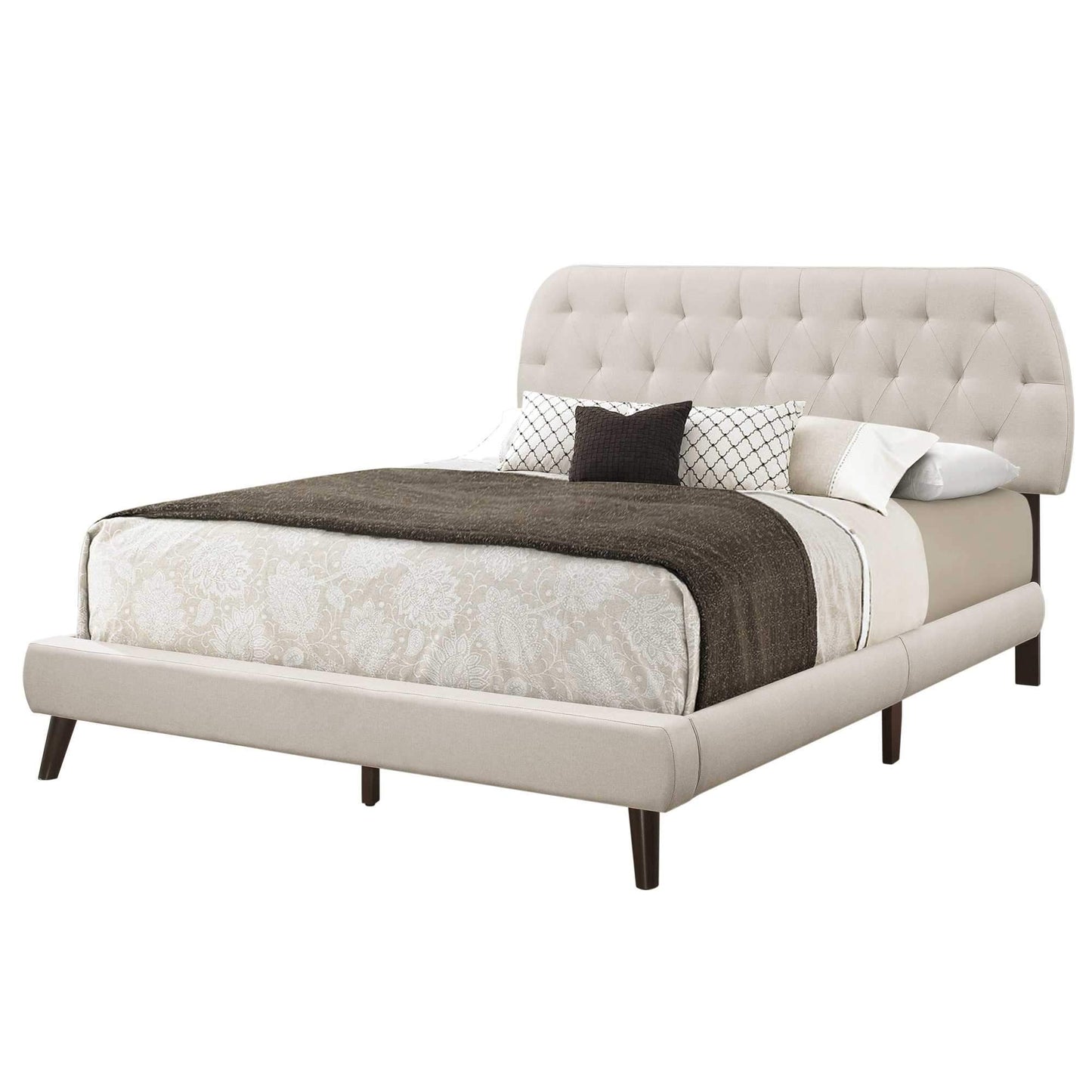 70.5" x 87.25" x 45.25" Grey Foam Solid Wood Linen Queen Sized Bed