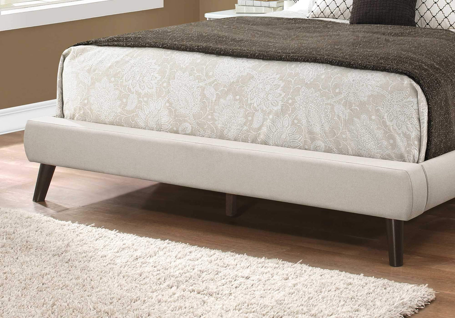 70.5" x 87.25" x 45.25" Grey Foam Solid Wood Linen Queen Sized Bed