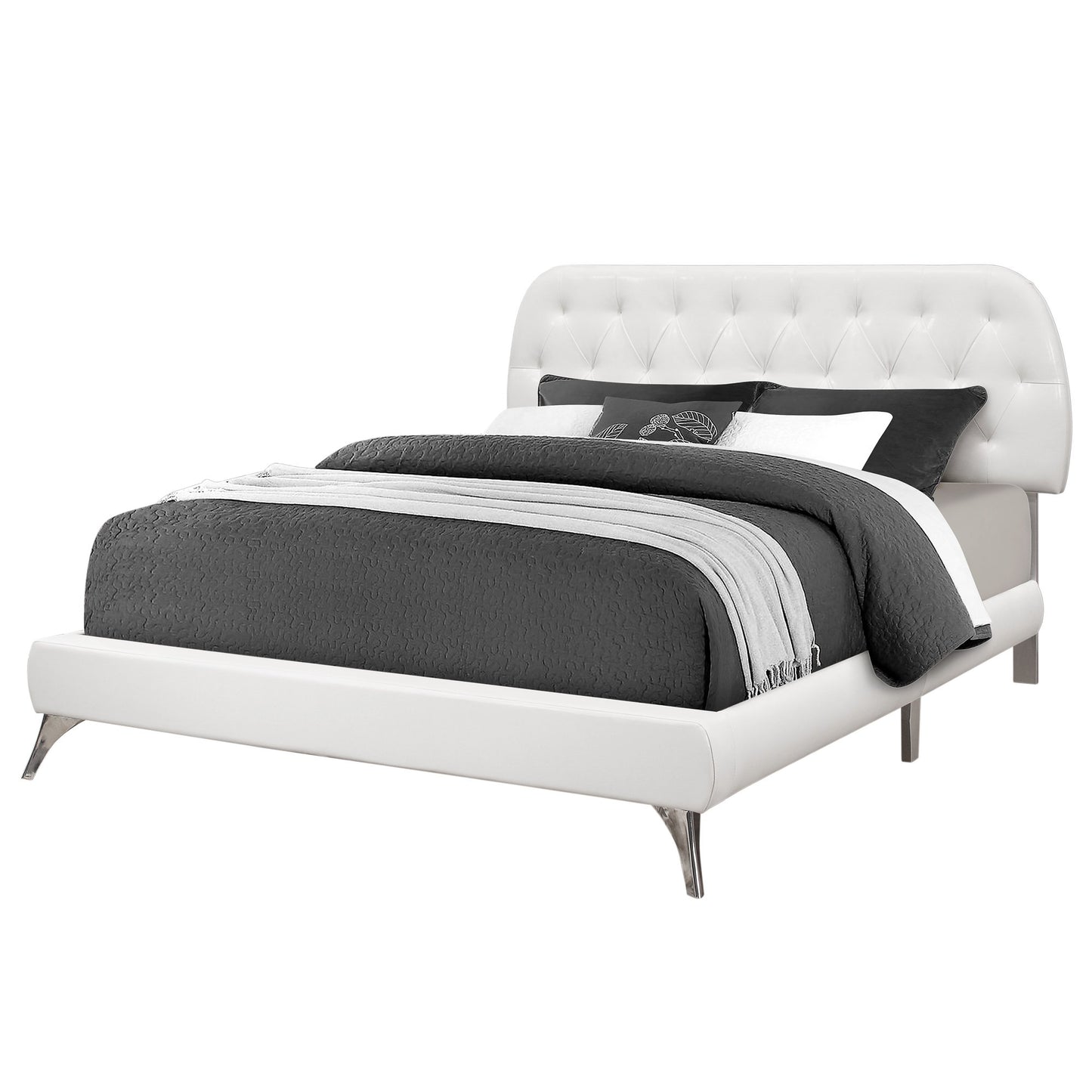 70.5" x 87.25" x 45.25" Grey Foam Solid Wood Linen Queen Sized Bed