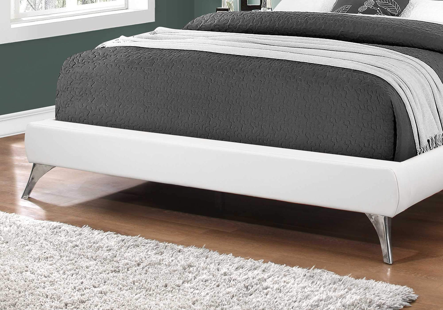 70.5" x 87.25" x 45.25" Grey Foam Solid Wood Linen Queen Sized Bed