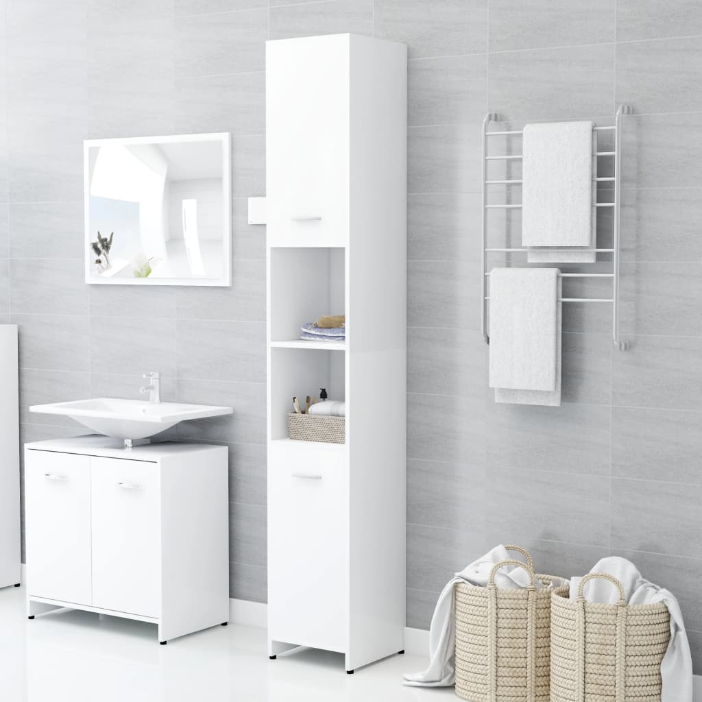 Bathroom Cabinet White 11.8"x11.8"x72.2" Chipboard