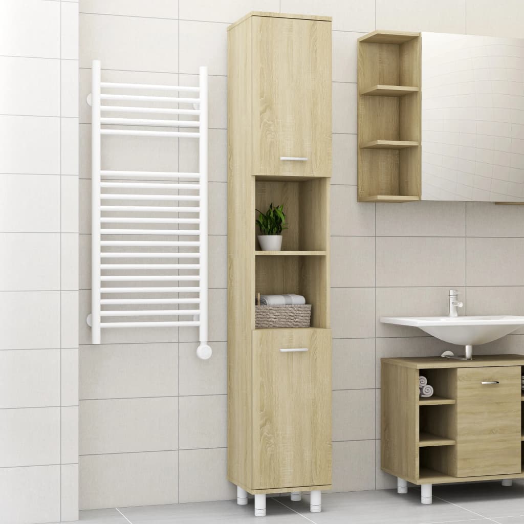 Bathroom Cabinet White 11.8"x11.8"x70.5" Chipboard