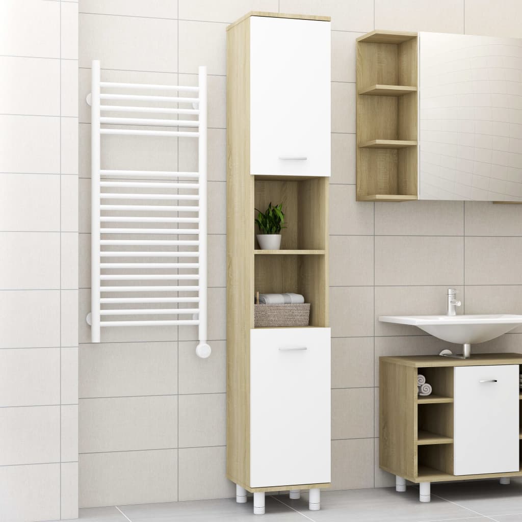 Bathroom Cabinet White 11.8"x11.8"x70.5" Chipboard