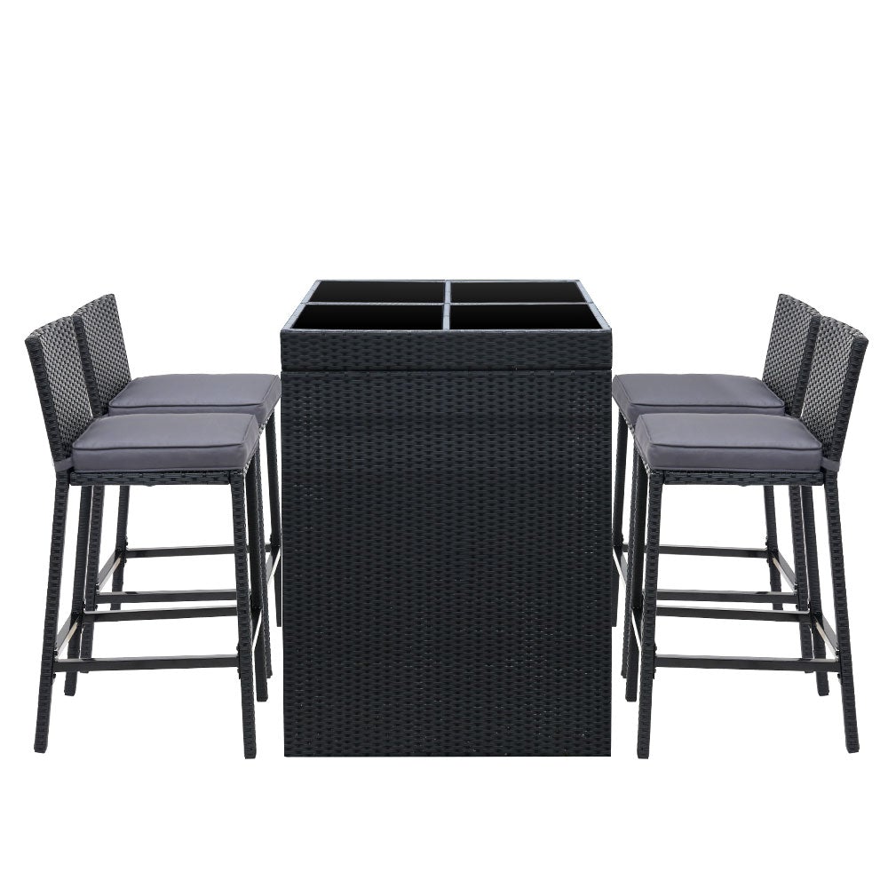 Gardeon Outdoor Bar Set Table Chairs Stools Rattan Patio Furniture 4