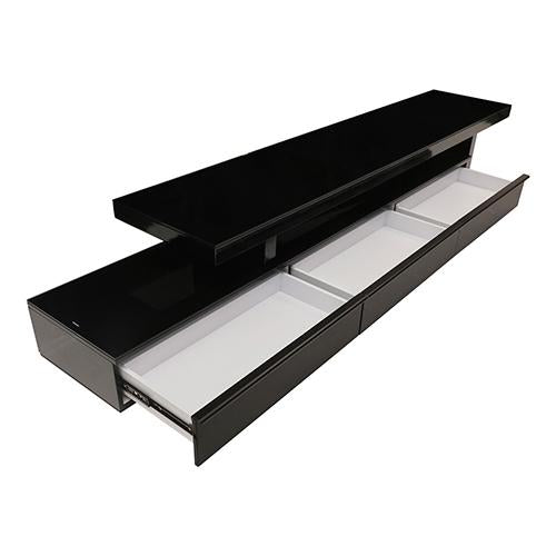 TV Cabinet with 3 Storage Drawers Extendable With Glossy MDF