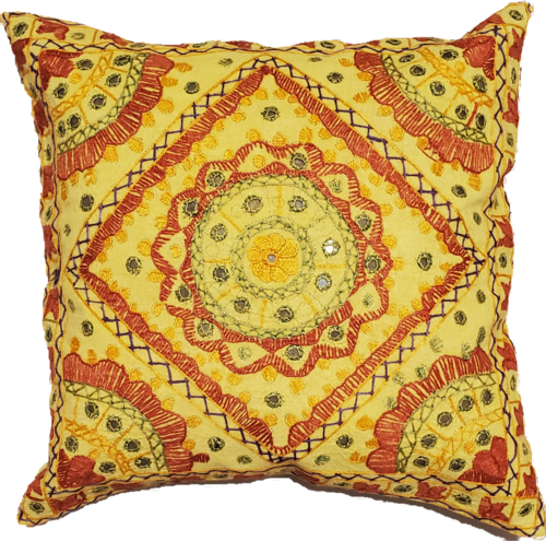 Indian Mirror Work Chandrama Cushion Cover Design Home Accent New