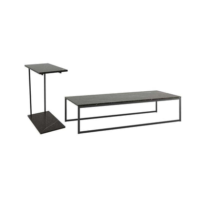 2-Piece Celine Coffee and End Table in Black Marble