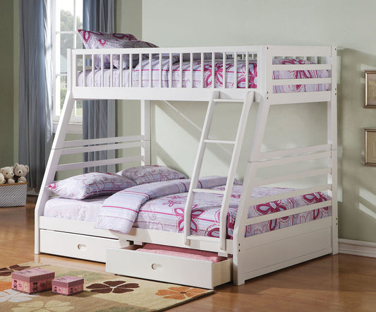 79inches X 57inches X 65inches White Pine Wood Twin Over Full Bunk Bed