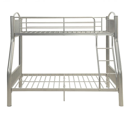 78inches X 56inches X 67inches Silver Metal Twin Over Full  Bunk Bed