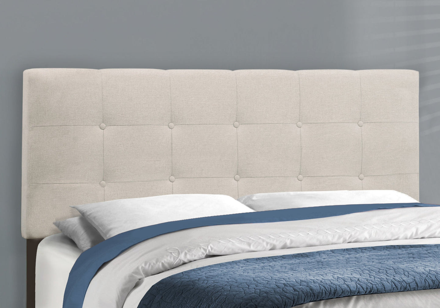 64.25inches x 85.25inches x 45inches Grey Linen - Queen Size Bed