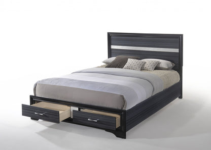 79inches X 84inches X 50inches Black Wood Eastern King Bed wStorage