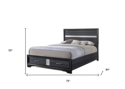 79inches X 84inches X 50inches Black Wood Eastern King Bed wStorage