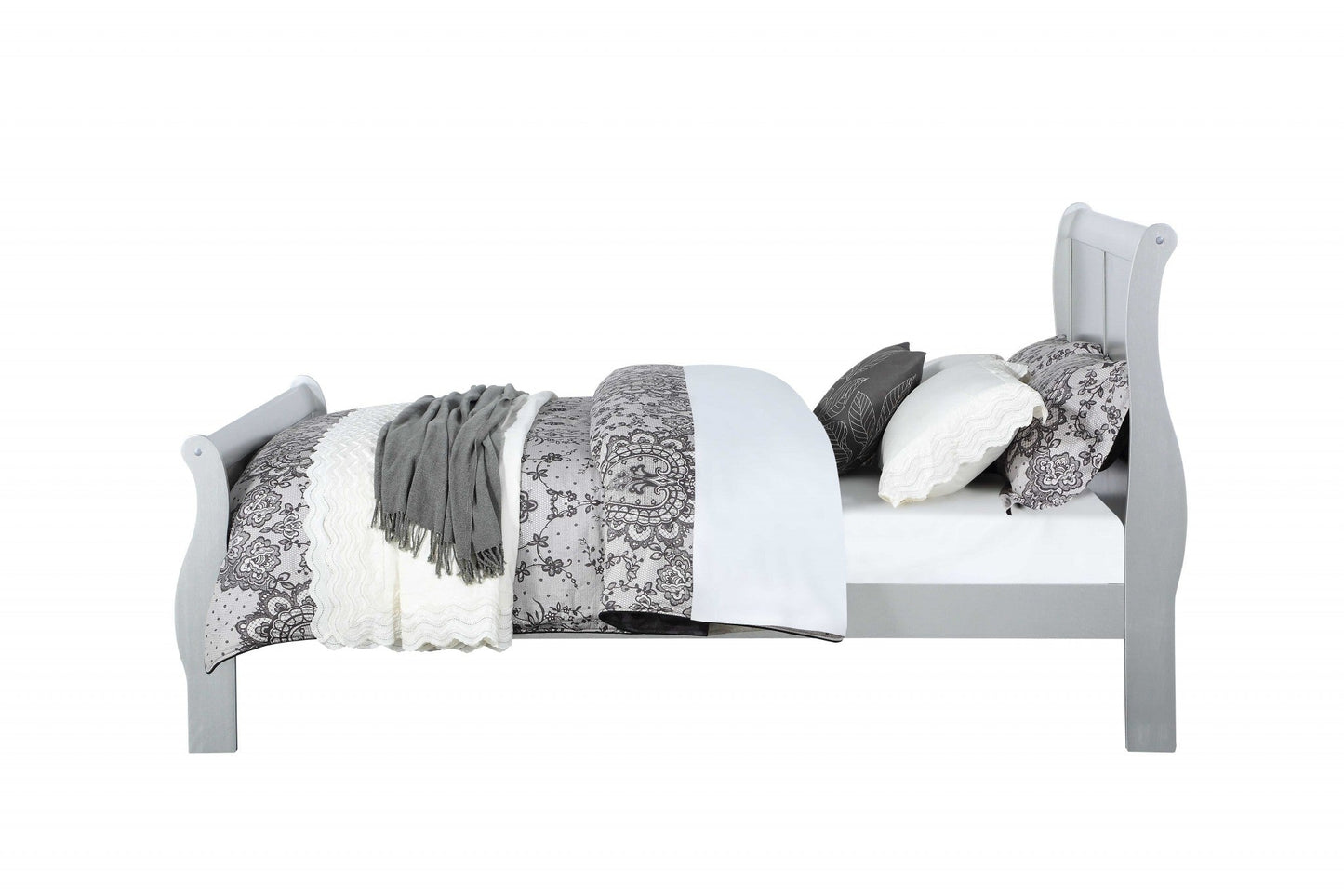 80inches X 90inches X 47inches Platinum Wood King Bed