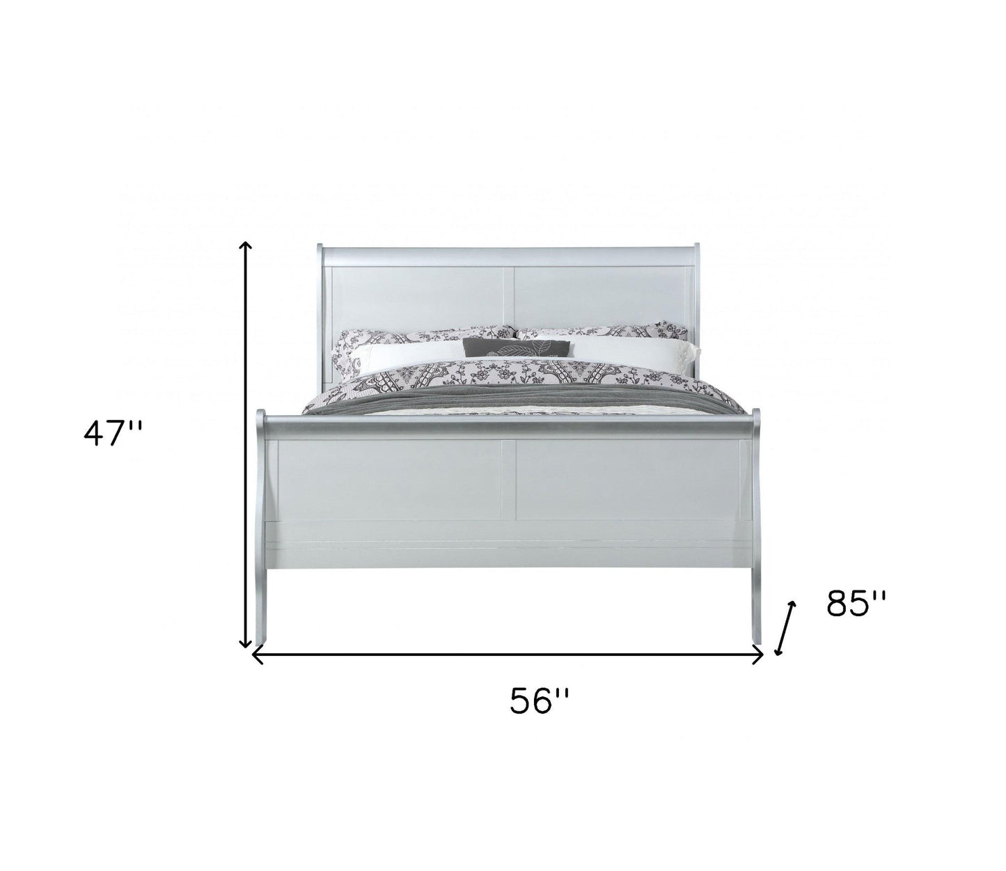 80inches X 90inches X 47inches Platinum Wood King Bed