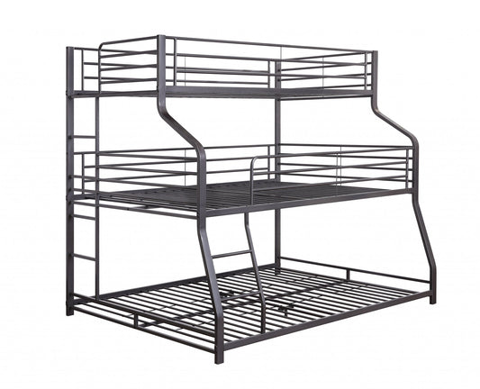 62inches X 83inches X 74inches Gunmetal Metal Triple Bunk Bed