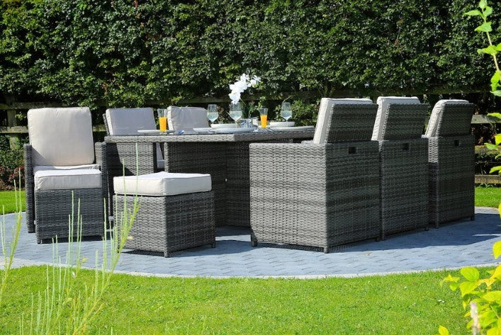 129inches X 76inches X 46inches Gray 11Piece Outdoor Dining Set with