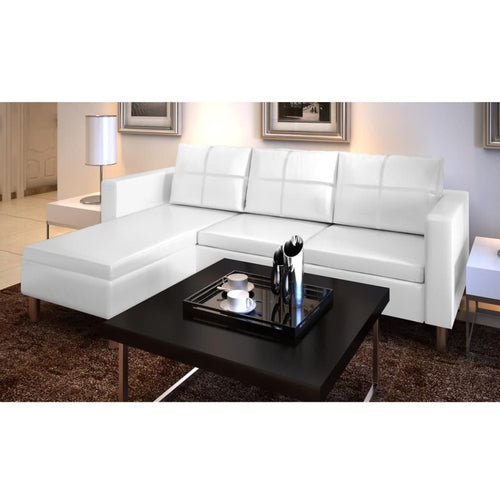 Sectional Sofa 3-Seater Artificial Leather Black