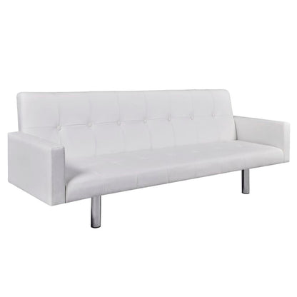 Sofa Bed with Armrest Black Artificial Leather