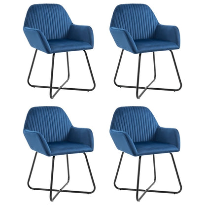 Dining Chairs 4 pcs Blue Velvet