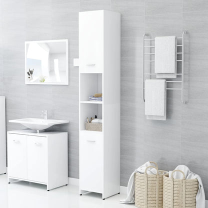 Bathroom Cabinet White 11.8"x11.8"x72.2" Chipboard