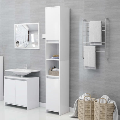 Bathroom Cabinet White 11.8"x11.8"x72.2" Chipboard