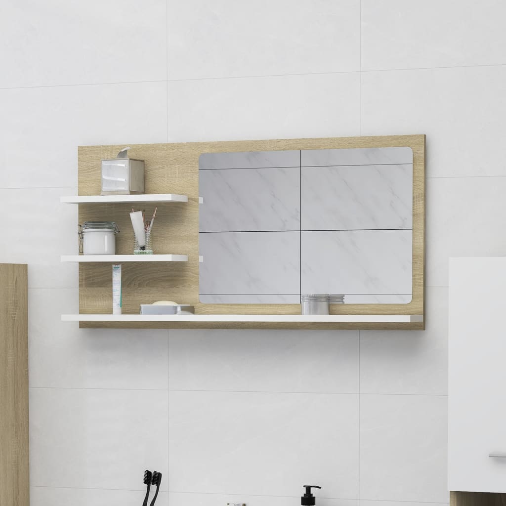 Bathroom Mirror White 35.4"x4.1"x17.7" Chipboard