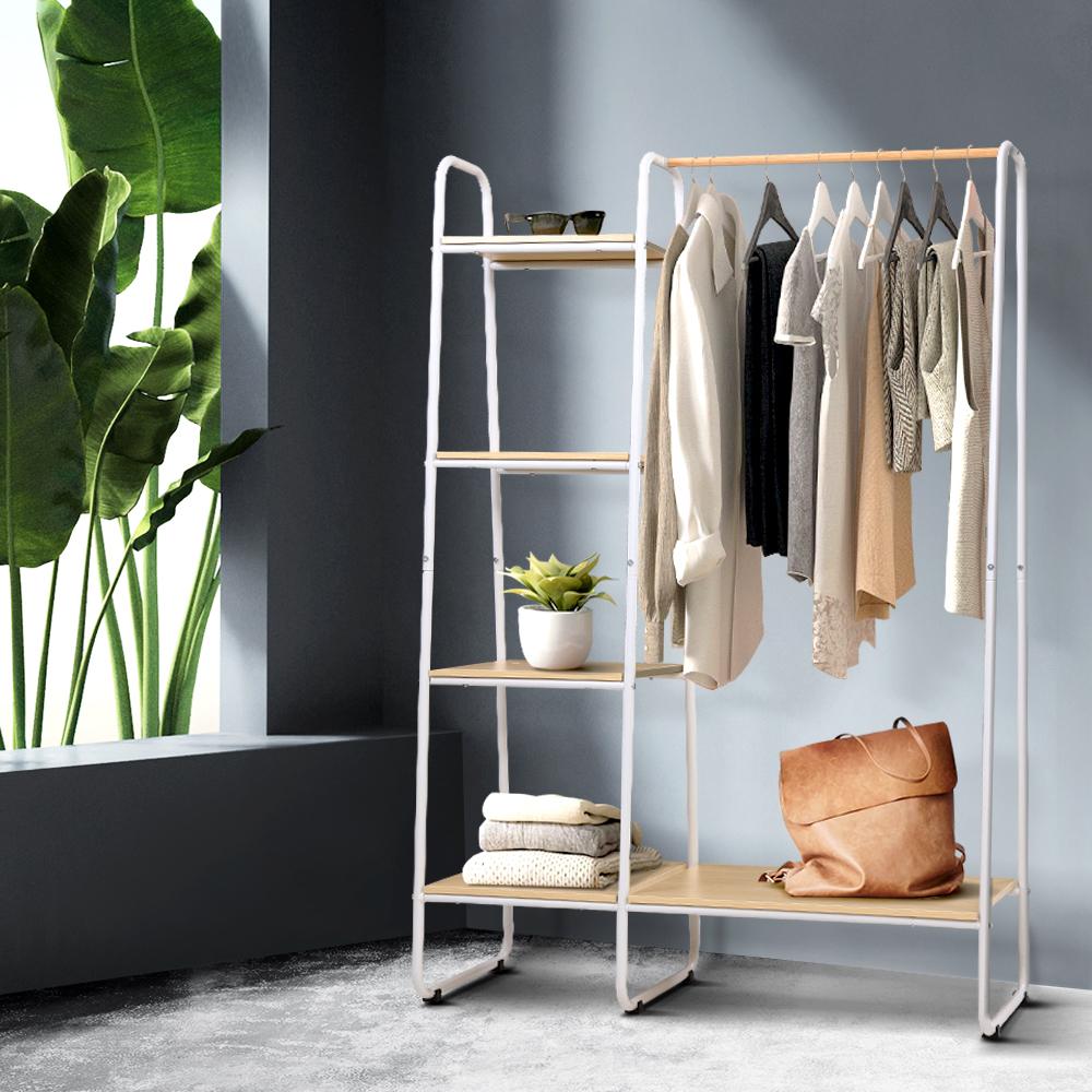 Closet Storage Rack Clothes Hanger Shelf Garment Rail Stand Wardrobe