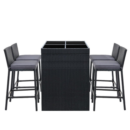 Gardeon Outdoor Bar Set Table Chairs Stools Rattan Patio Furniture 4