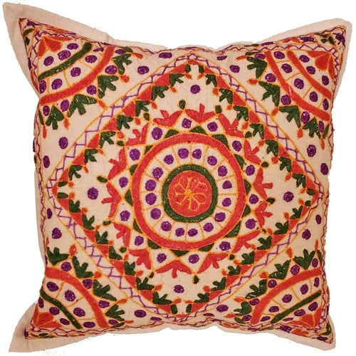 Indian Mirror Work Chandrama Cushion Cover Design Home Accent New