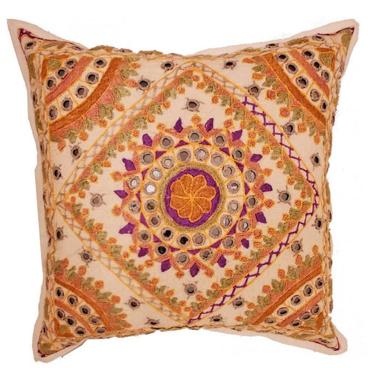 Indian Mirror Work Chandrama Cushion Cover Design Home Accent New