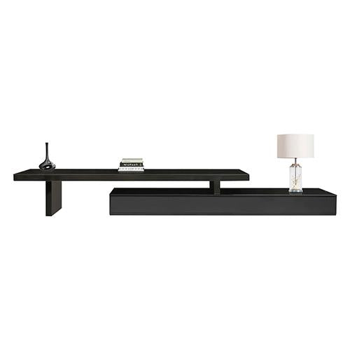 TV Cabinet with 3 Storage Drawers Extendable With Glossy MDF
