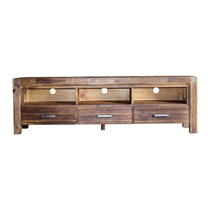TV Cabinet with 3 Storage Drawers with Shelf Solid Acacia Wooden Frame