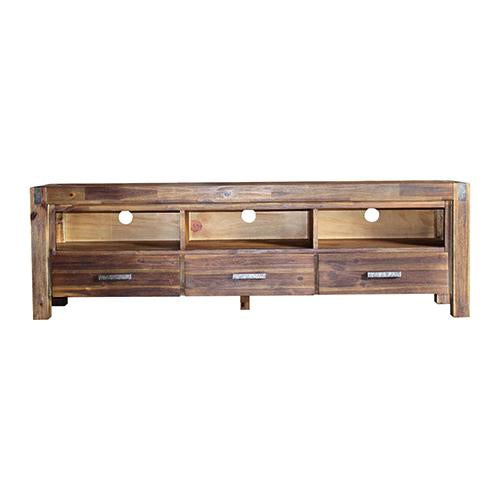 TV Cabinet with 3 Storage Drawers with Shelf Solid Acacia Wooden Frame