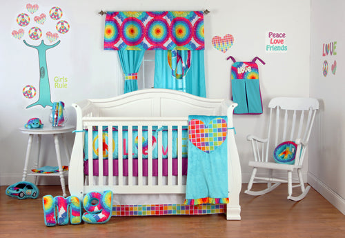 Terrific Tie Dye Infant 4 Piece Crib Bedding Set New
